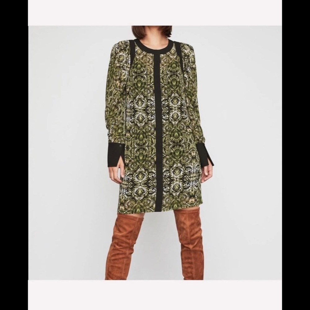 BCBG Printed Chiffon Shift Dress